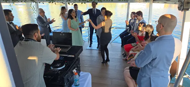 Wedding celebration with DJ on the aft deck