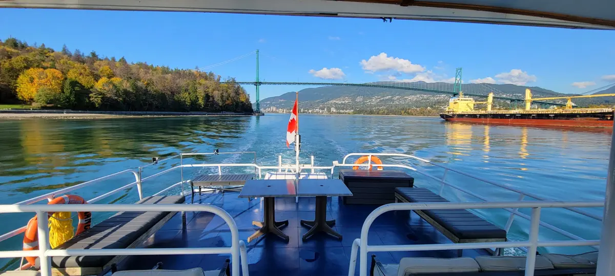 View of Lions Gate Bridge from Cheer's aft deck