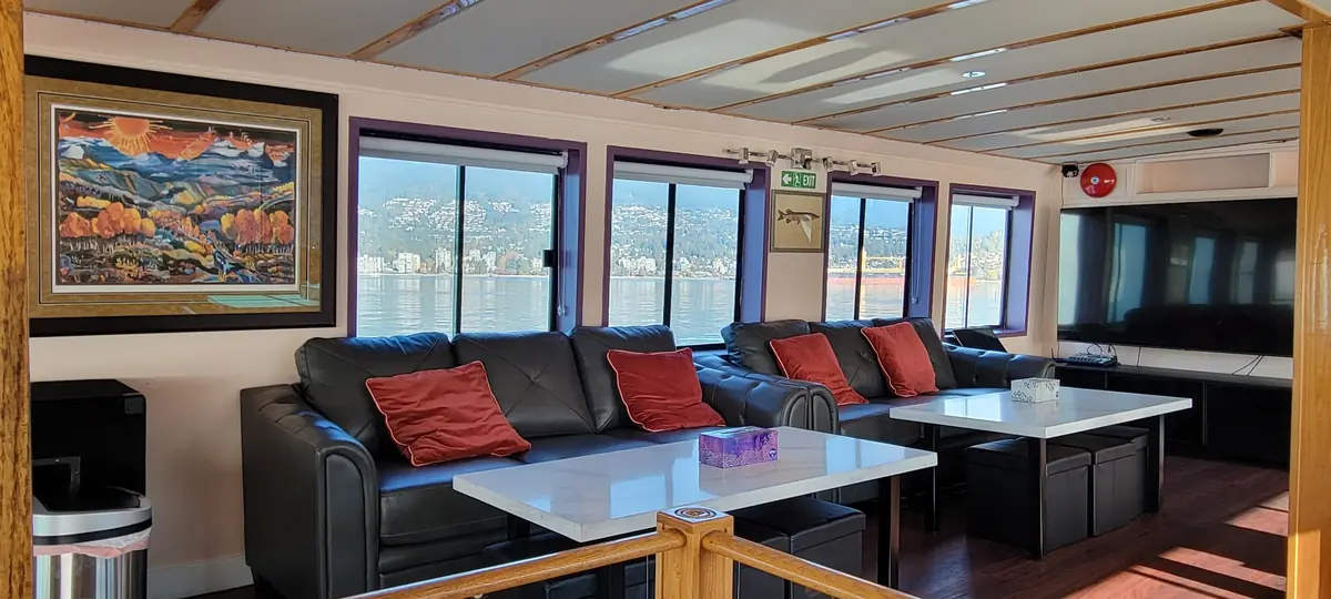Cheer's interior lounge with harbour views